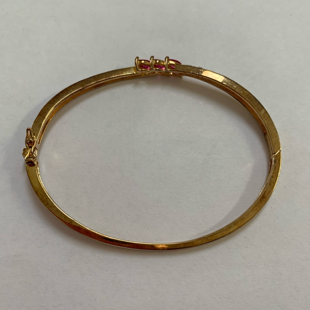 Sterling Silver Ruby Bangle Bracelet - image 3